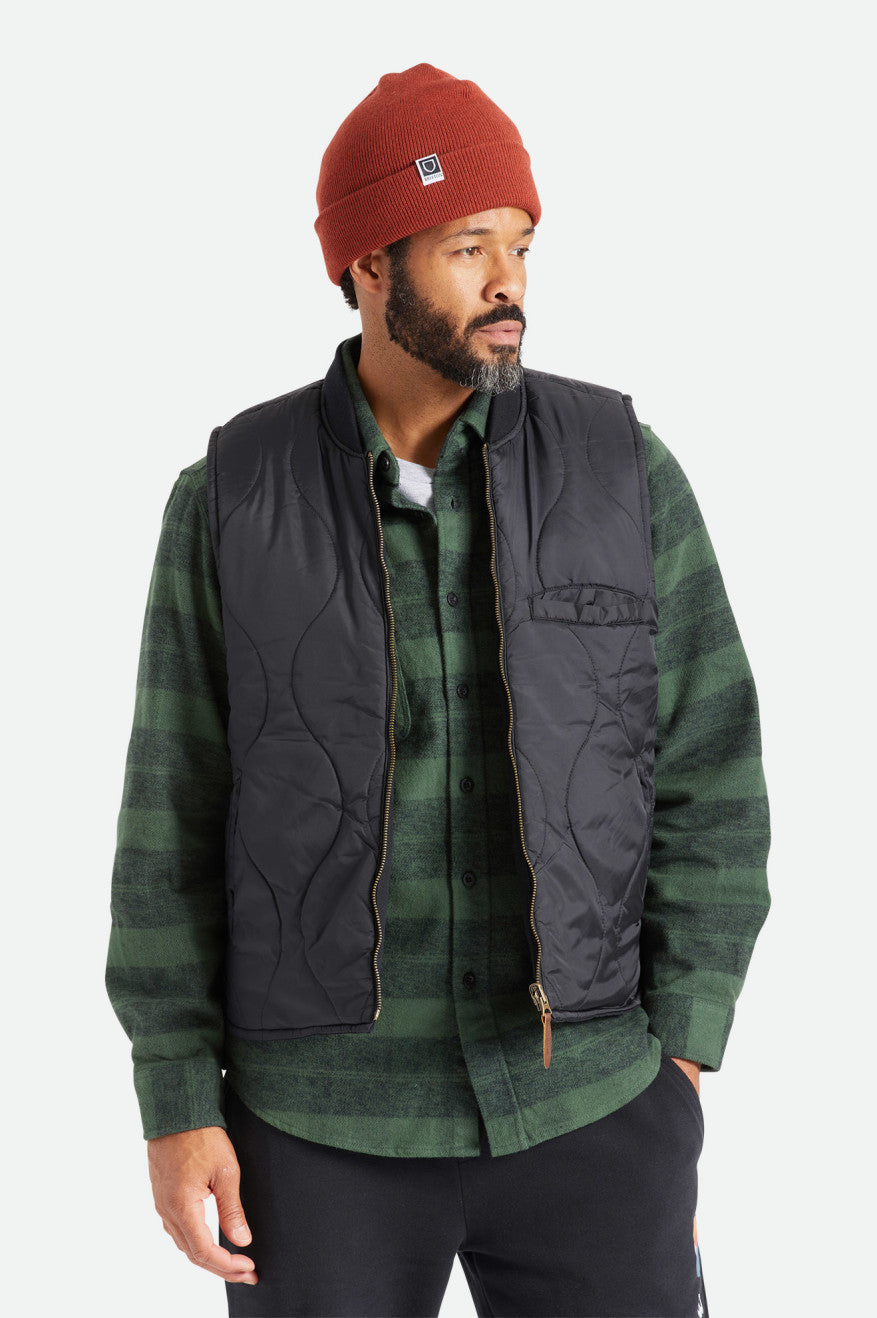 Chaquetas Brixton Abraham Reversible Vest Hombre Negros | FILMXG038