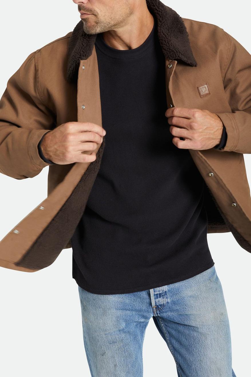 Chaquetas Brixton Beta Sherpa Forro Coaches Hombre Marrom | LAOMRF943