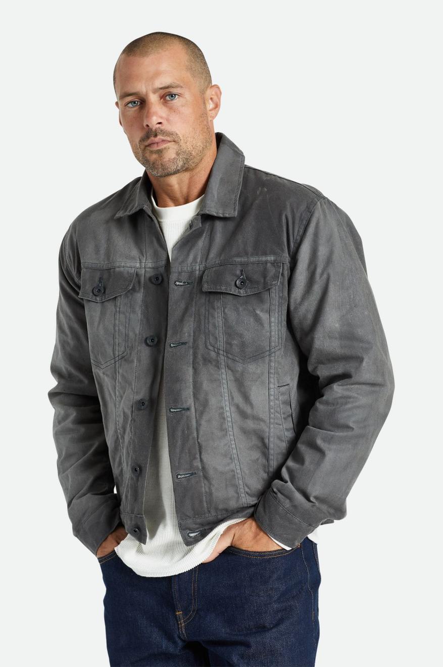 Chaquetas Brixton Cable Reserve Waxed Lona Trucker Hombre Grises | WLRJYC478