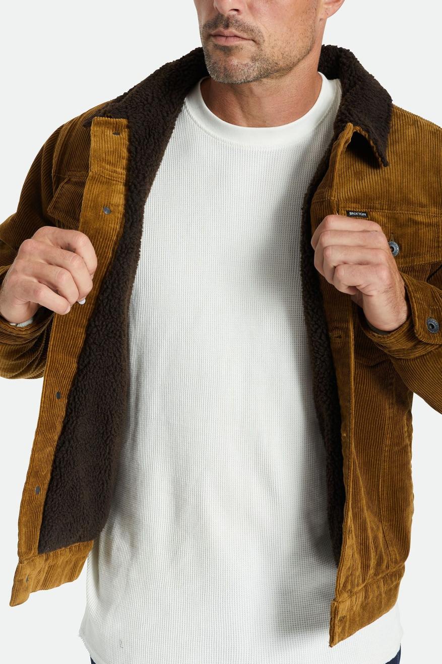 Chaquetas Brixton Cable Sherpa Forro Trucker Hombre Marrom | DMLBEH068