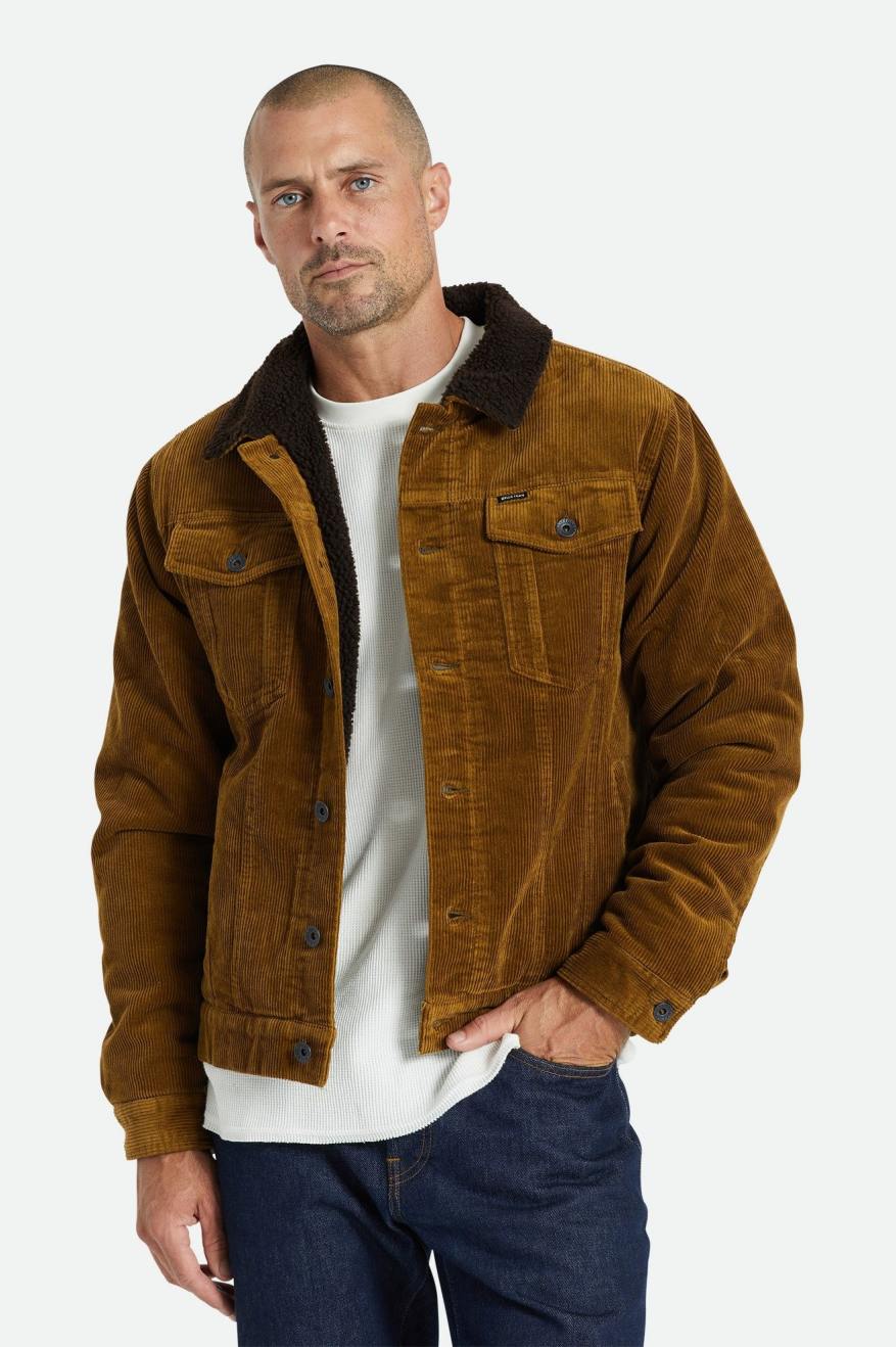 Chaquetas Brixton Cable Sherpa Forro Trucker Hombre Marrom | DMLBEH068