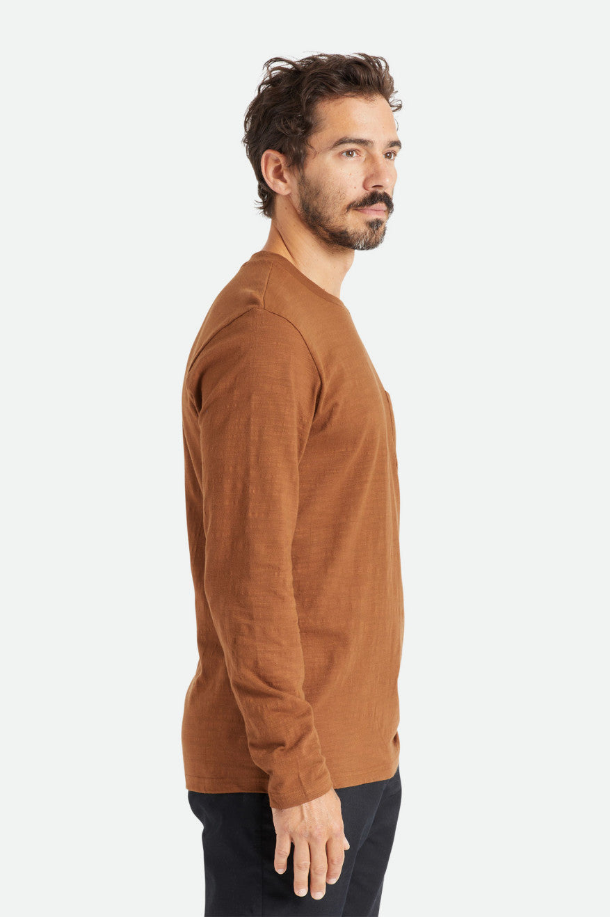 Prendas De Punto Brixton Basic Slub L/S Pocket Hombre Marrom | LQHWEG523