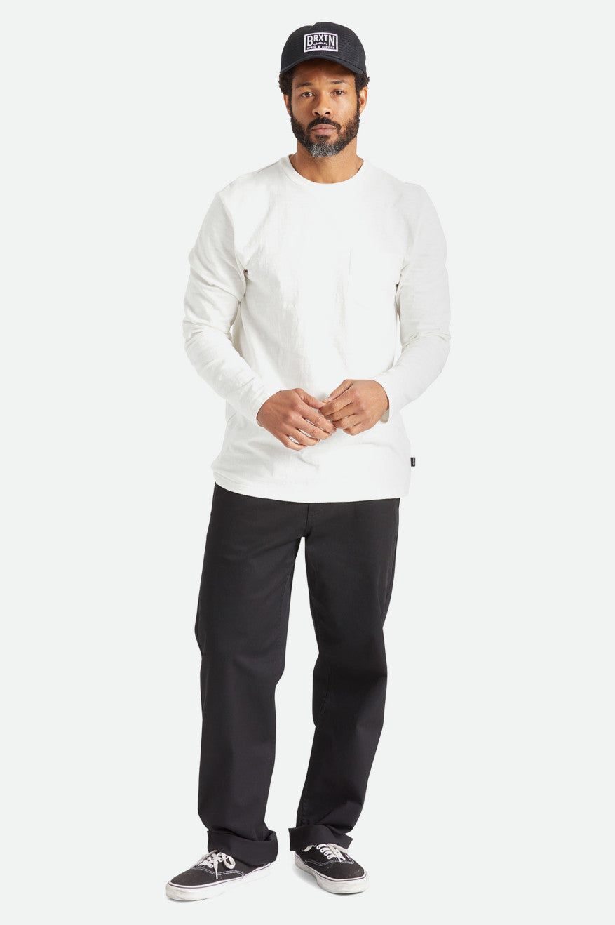 Prendas De Punto Brixton Basic Slub L/S Pocket Hombre Blancos | QAWFHN175