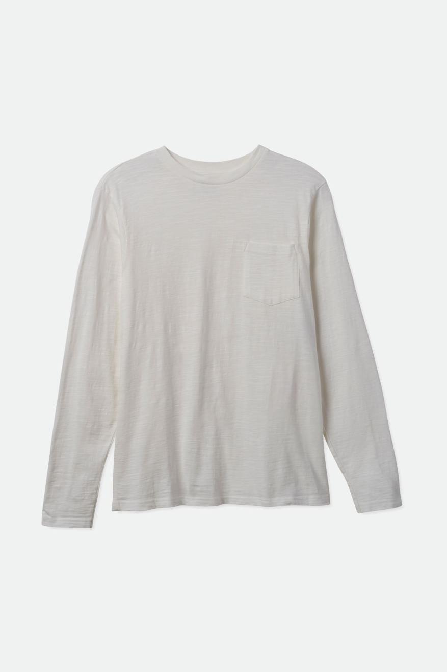 Prendas De Punto Brixton Basic Slub L/S Pocket Hombre Blancos | QAWFHN175