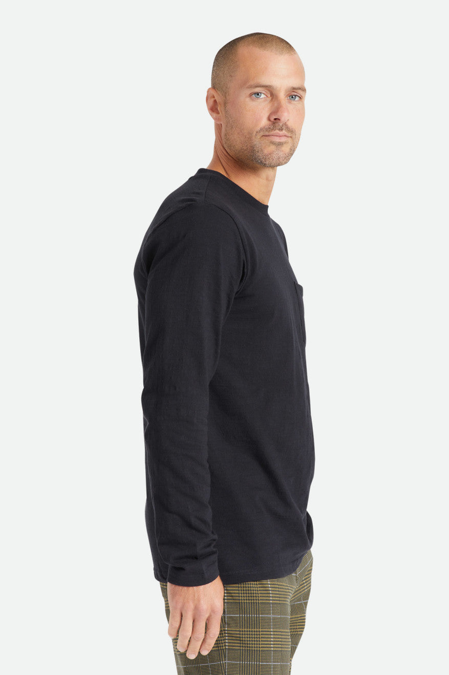 Prendas De Punto Brixton Basic Slub L/S Pocket Hombre Negros | TVLQOR508