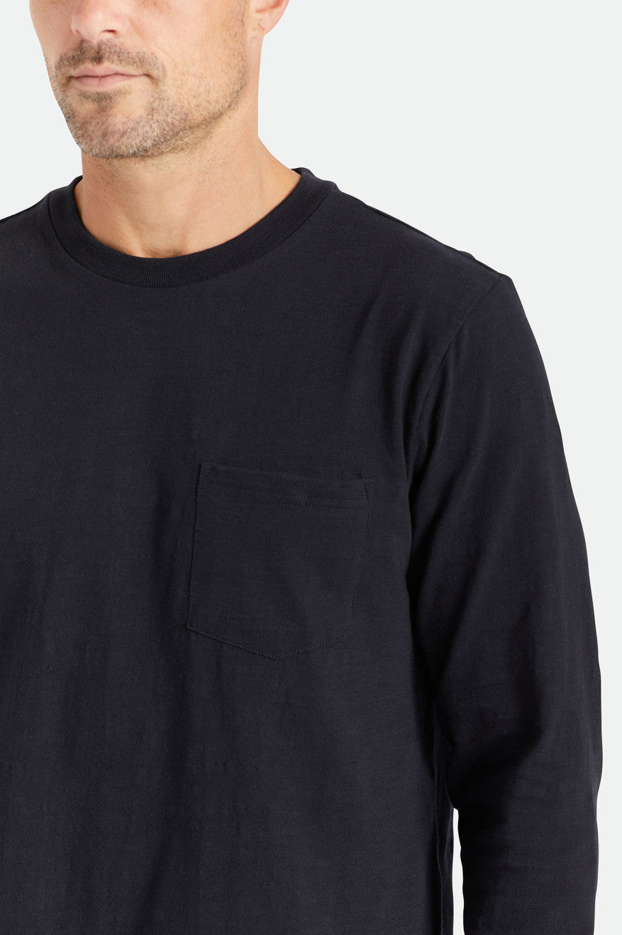 Prendas De Punto Brixton Basic Slub L/S Pocket Hombre Negros | TVLQOR508