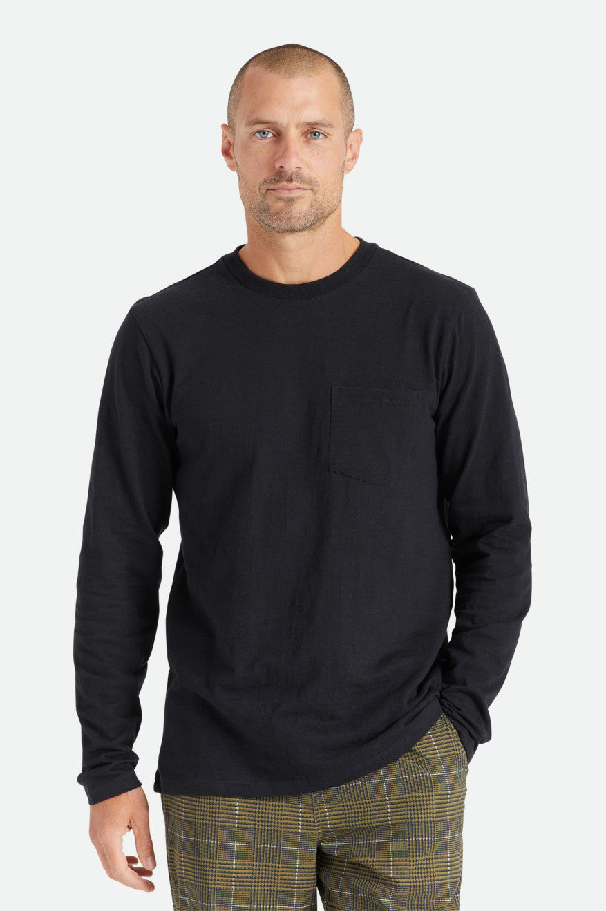 Prendas De Punto Brixton Basic Slub L/S Pocket Hombre Negros | TVLQOR508