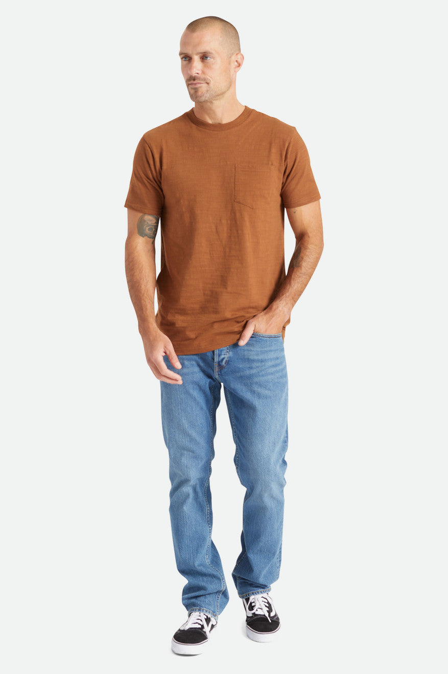 Prendas De Punto Brixton Basic Slub S/S Pocket Hombre Marrom | BEVNPQ216