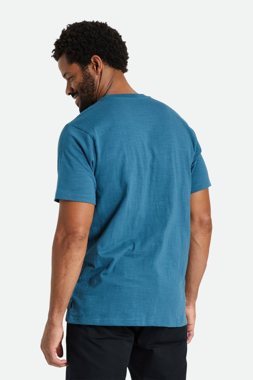 Prendas De Punto Brixton Basic Slub S/S Pocket Hombre Turquesa | EXQVKZ067