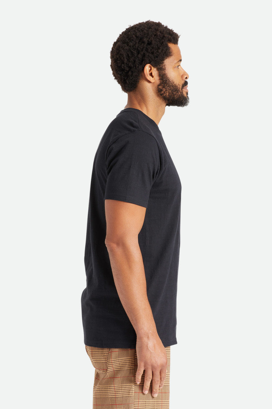 Prendas De Punto Brixton Basic Slub S/S Pocket Hombre Negros | HALRNY293