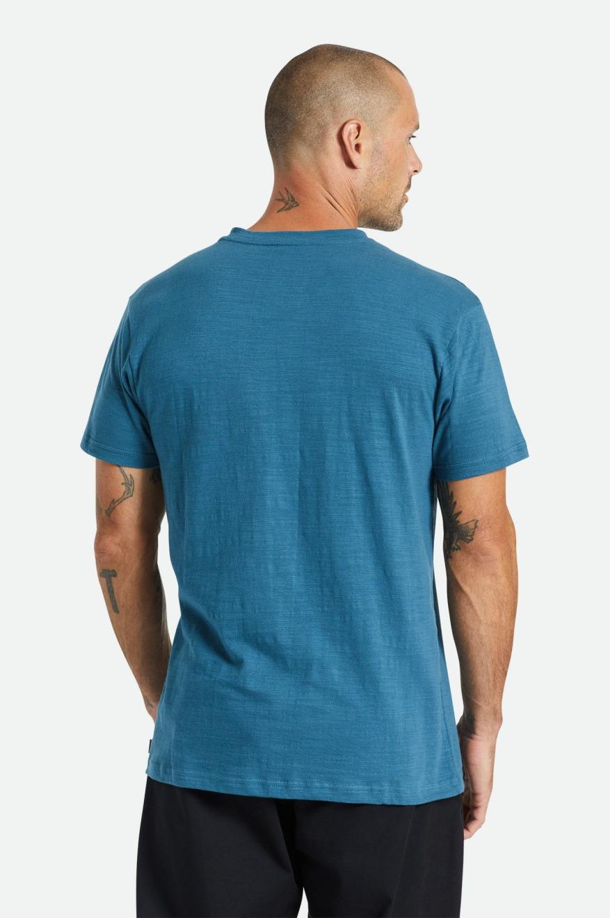 Prendas De Punto Brixton Basic Slub S/S Henley Hombre Turquesa | JZGLPU753