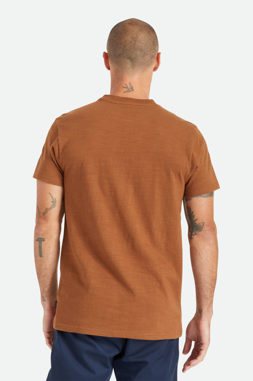 Prendas De Punto Brixton Basic Slub S/S Henley Hombre Marrom | QOPWHF482