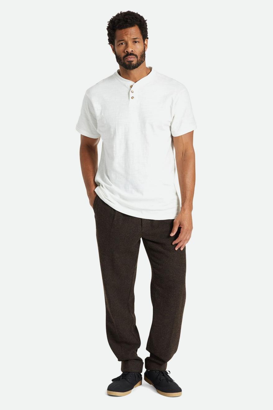 Prendas De Punto Brixton Basic Slub S/S Henley Hombre Blancos | YZIBUV786