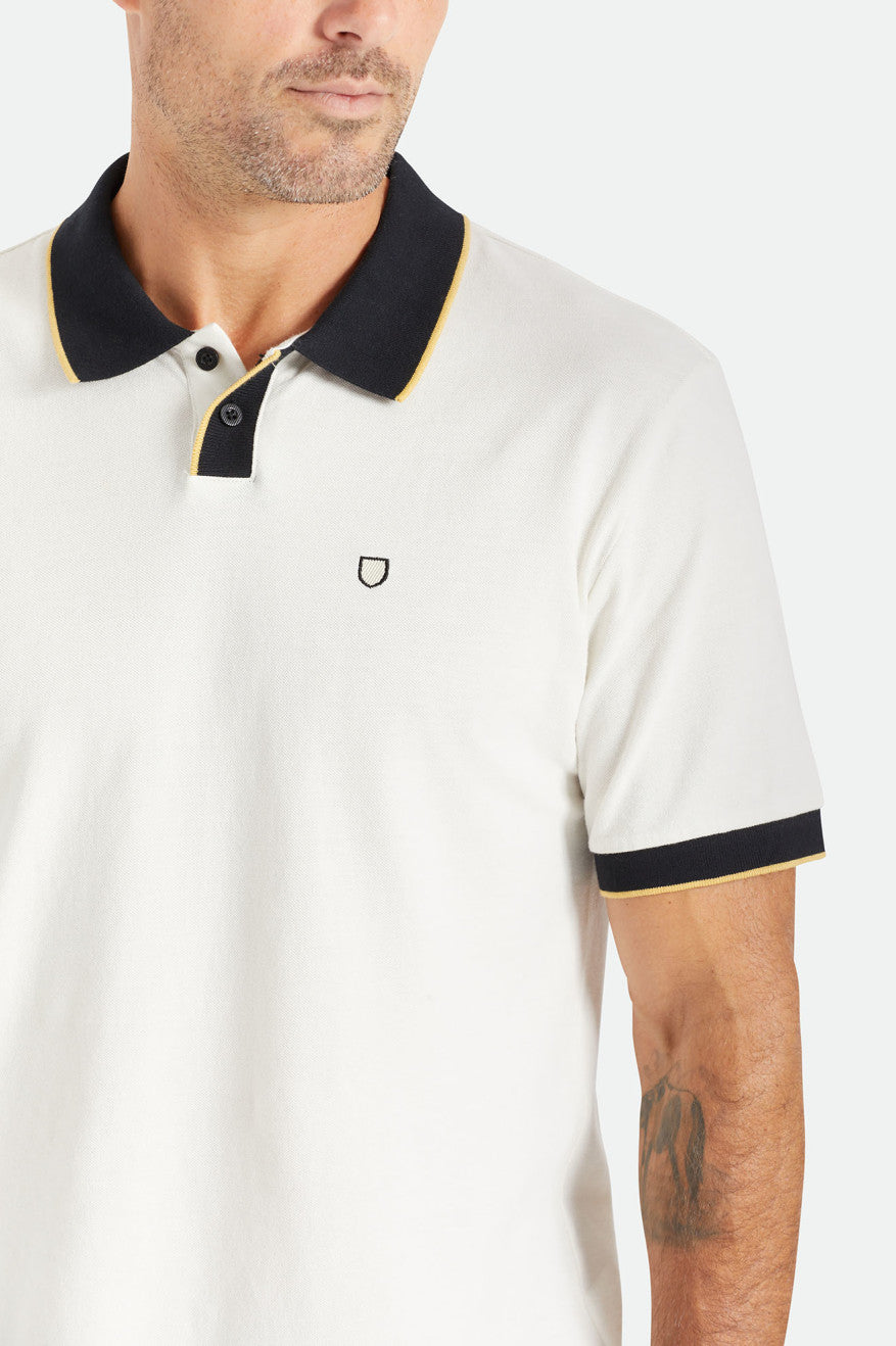 Prendas De Punto Brixton Proper S/S Polo Hombre Blancos Negros | KUDJGM094