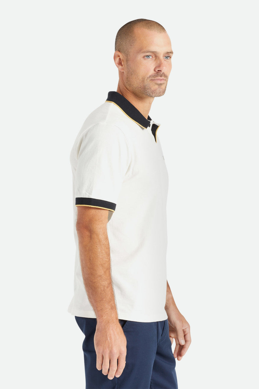 Prendas De Punto Brixton Proper S/S Polo Hombre Blancos Negros | KUDJGM094