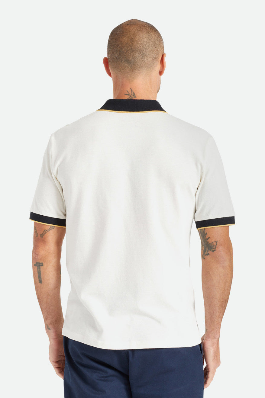 Prendas De Punto Brixton Proper S/S Polo Hombre Blancos Negros | KUDJGM094