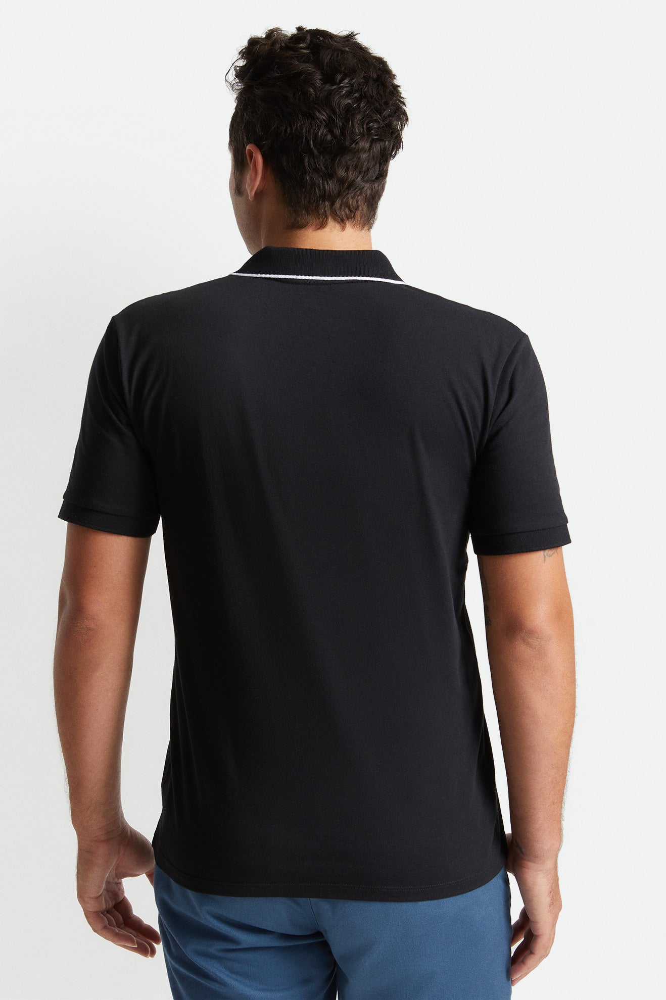 Prendas De Punto Brixton Proper S/S Polo Hombre Negros Blancos | YAZQIH917