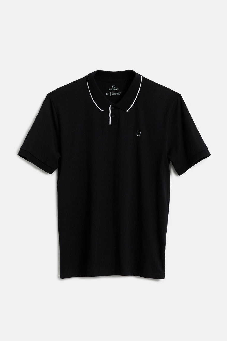 Prendas De Punto Brixton Proper S/S Polo Hombre Negros Blancos | YAZQIH917