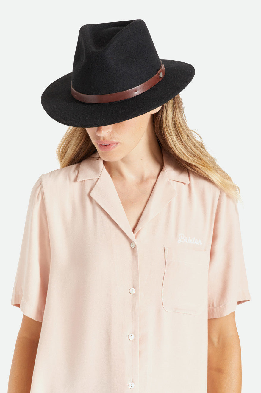 Sombreros De Fieltro Brixton Messer Fedora Mujer Negros | DJSZGP956