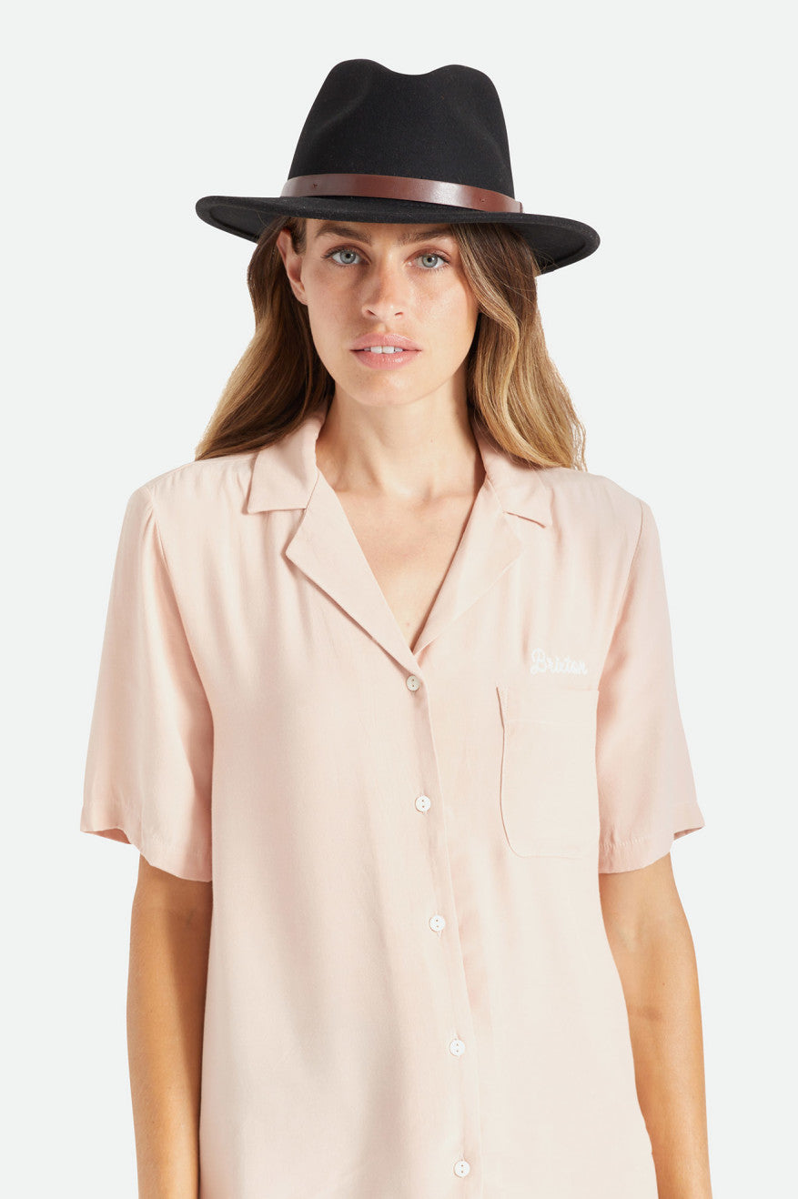 Sombreros De Fieltro Brixton Messer Fedora Mujer Negros | DJSZGP956