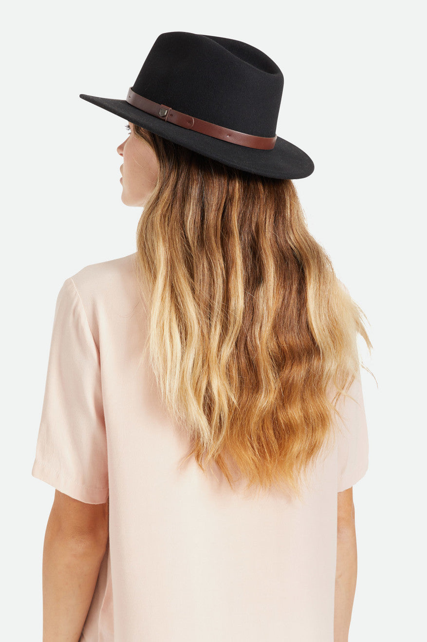 Sombreros De Fieltro Brixton Messer Fedora Mujer Negros | DJSZGP956