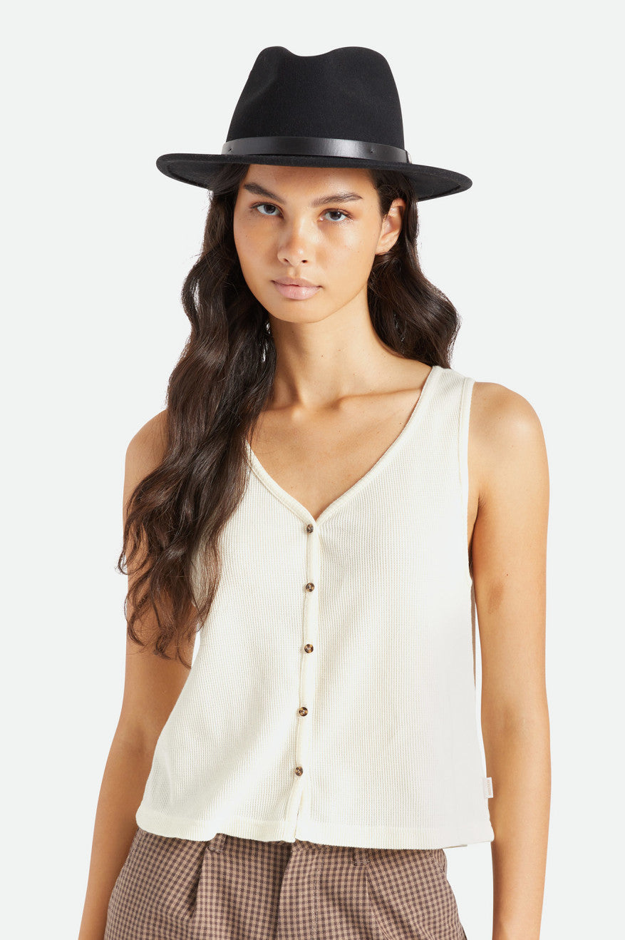 Sombreros De Fieltro Brixton Messer Fedora Mujer Negros | YZNQHS801