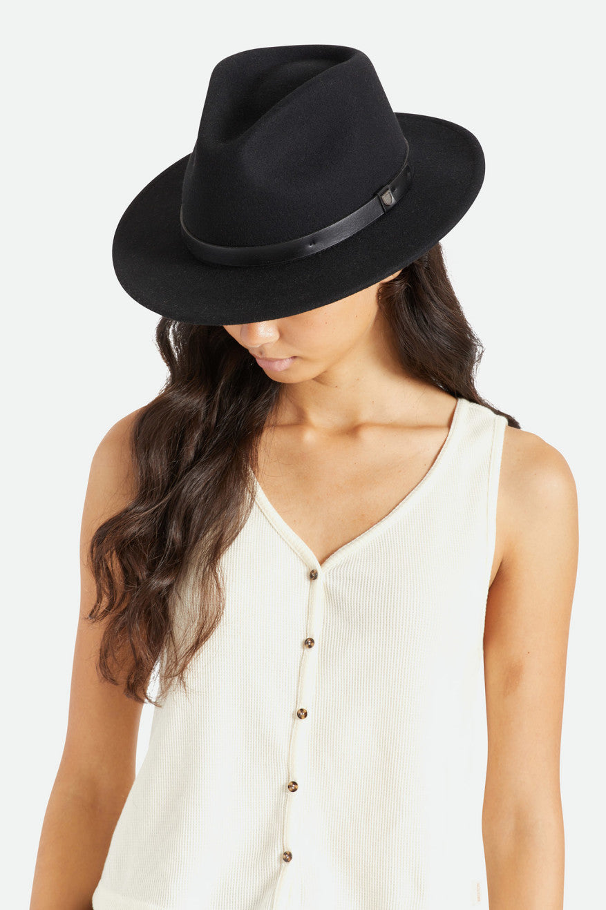 Sombreros De Fieltro Brixton Messer Fedora Mujer Negros | YZNQHS801