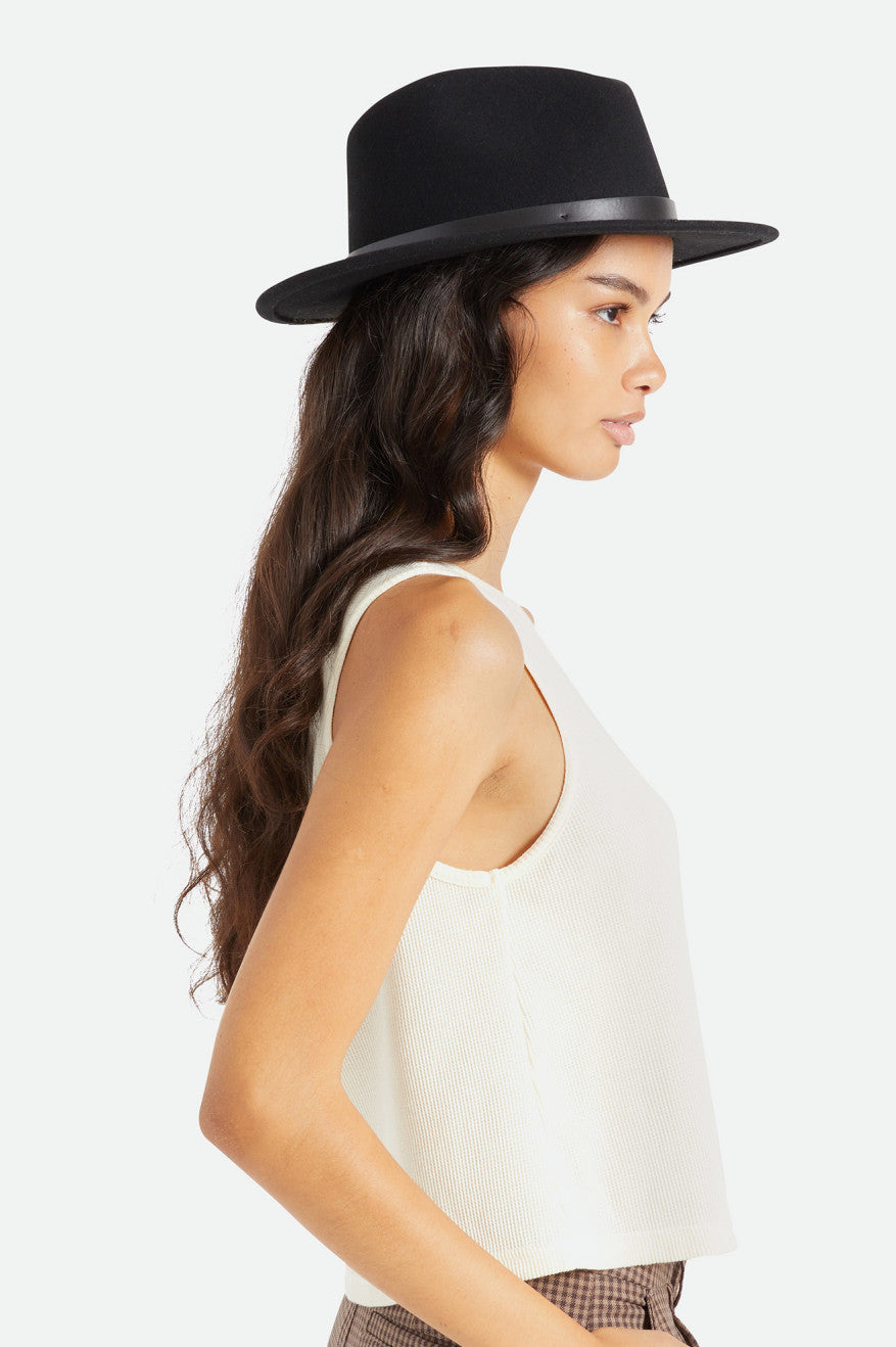 Sombreros De Fieltro Brixton Messer Fedora Mujer Negros | YZNQHS801