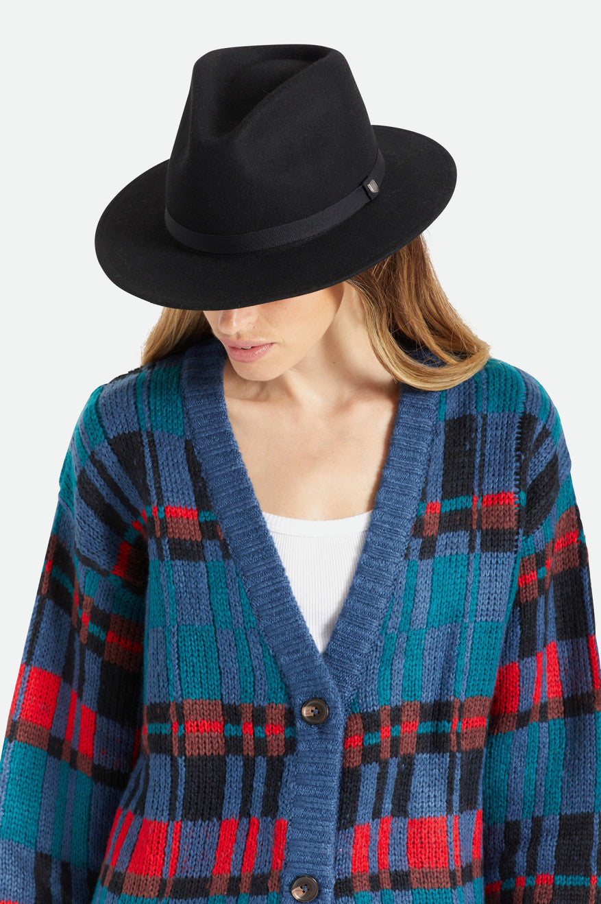 Sombreros De Fieltro Brixton Messer Packable Fedora Mujer Negros | OUYHCJ043