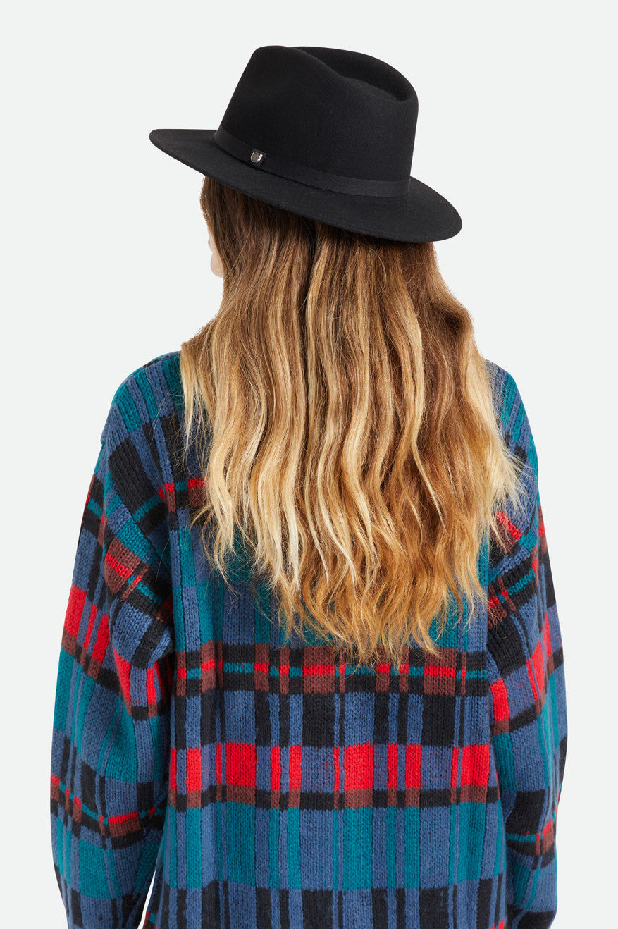 Sombreros De Fieltro Brixton Messer Packable Fedora Mujer Negros | OUYHCJ043