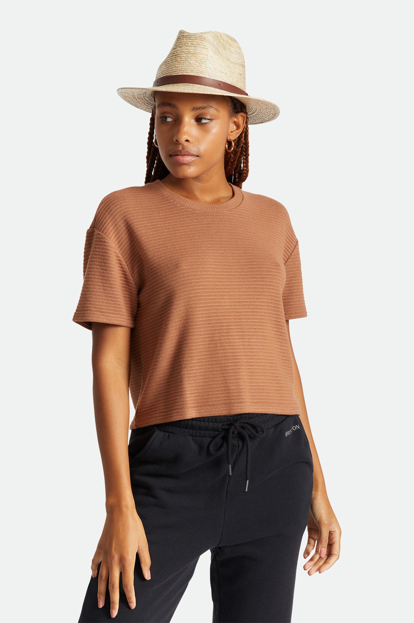 Sombreros De Fieltro Brixton Messer Straw Fedora Mujer Beige | QFOUYK724