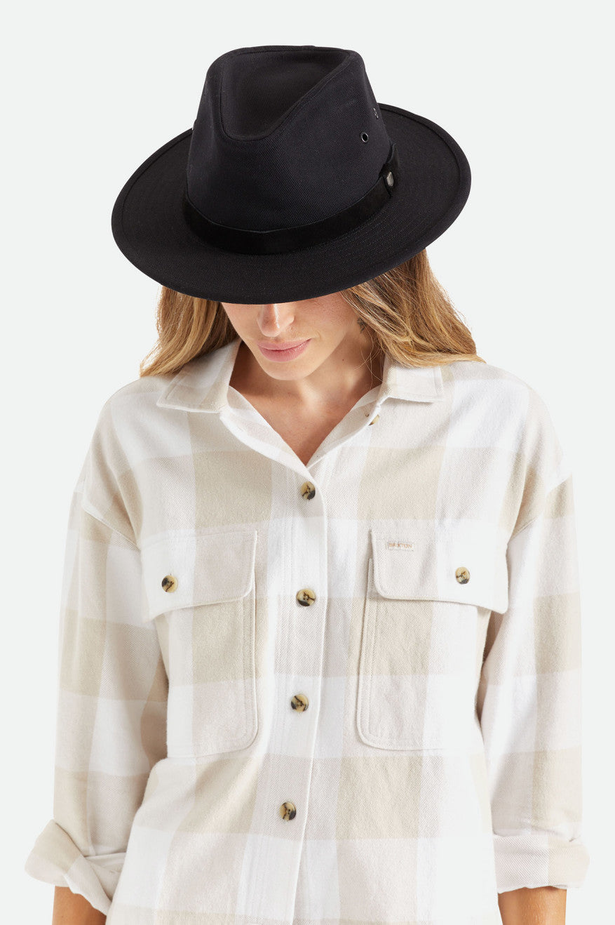 Sombreros De Fieltro Brixton Messer Utility Adventure Fedora Mujer Negros | AVUMCS918