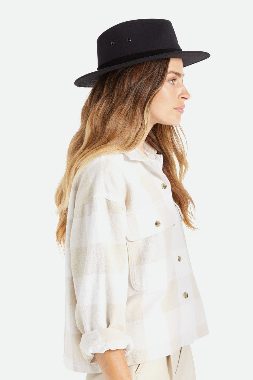 Sombreros De Fieltro Brixton Messer Utility Adventure Fedora Mujer Negros | AVUMCS918