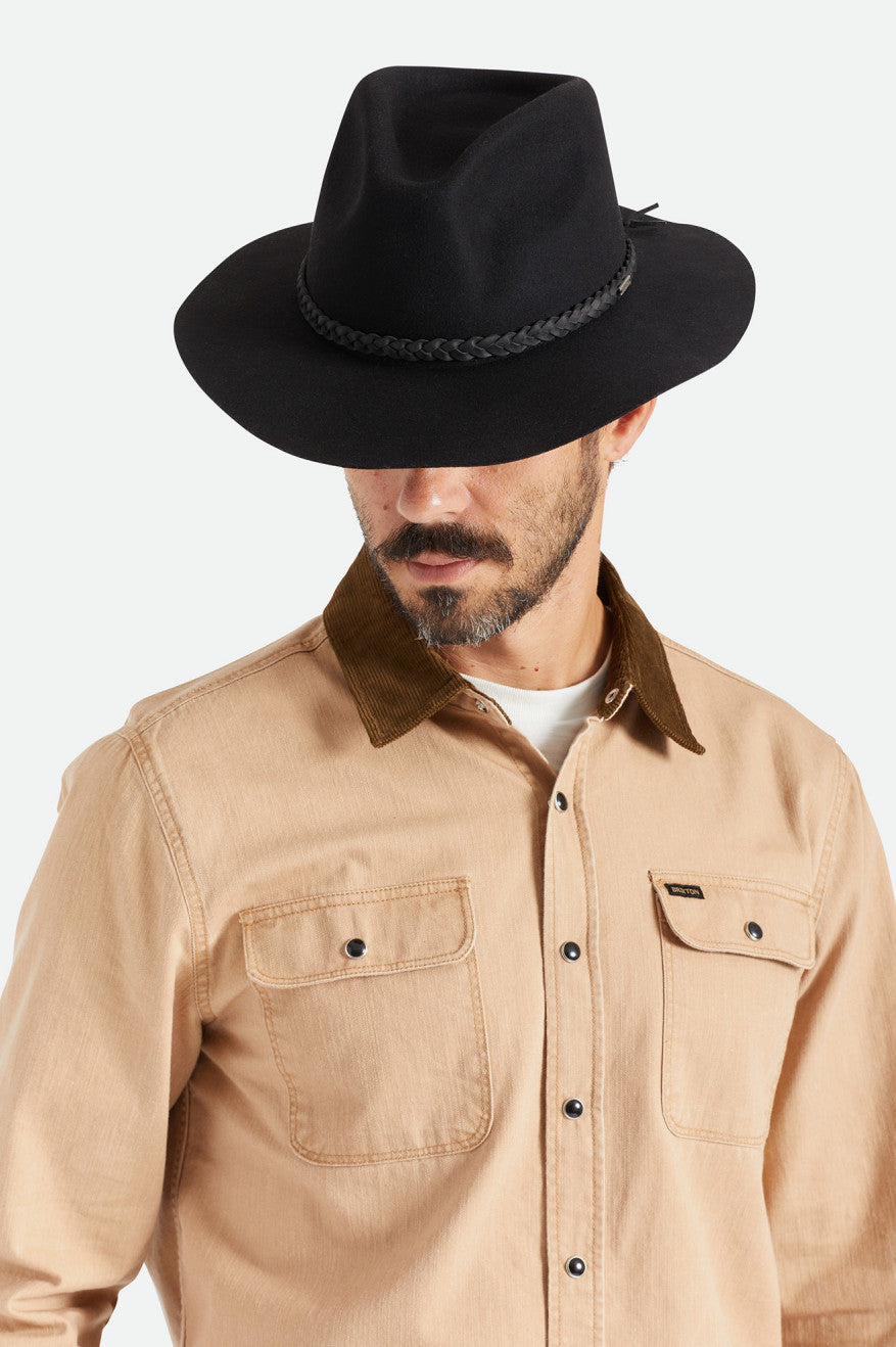 Sombreros De Fieltro Brixton Messer Western Hombre Negros | WSVIAU206