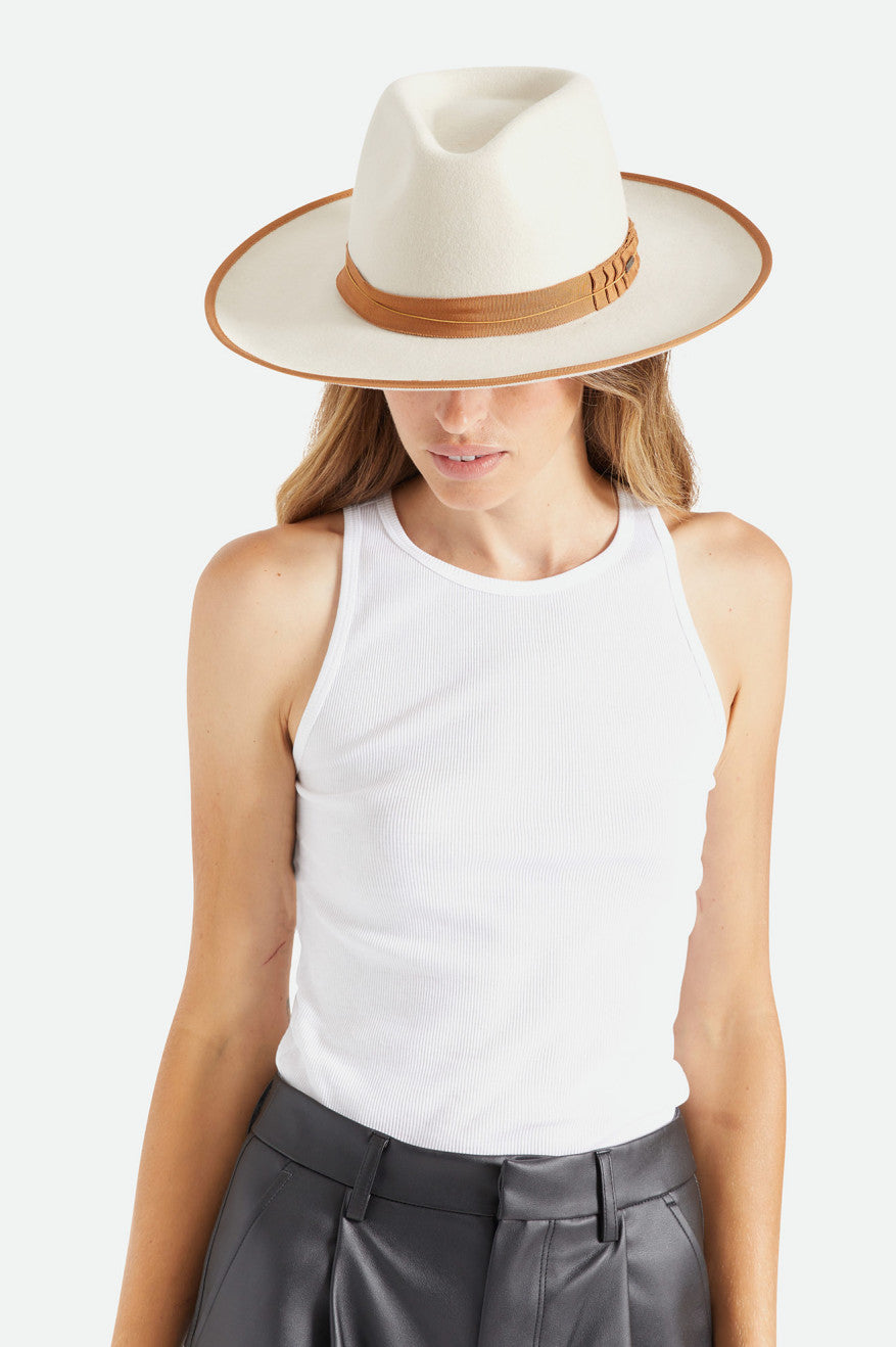 Sombreros De Fieltro Brixton Reno Fedora Mujer Blancos | OSDLUB320