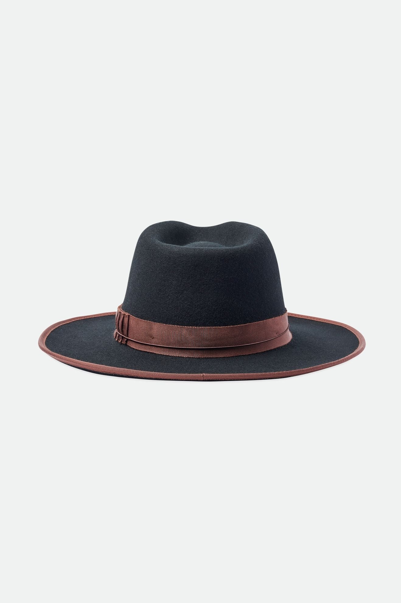 Sombreros De Fieltro Brixton Reno Fedora Mujer Negros Marrom | UBSHGA394