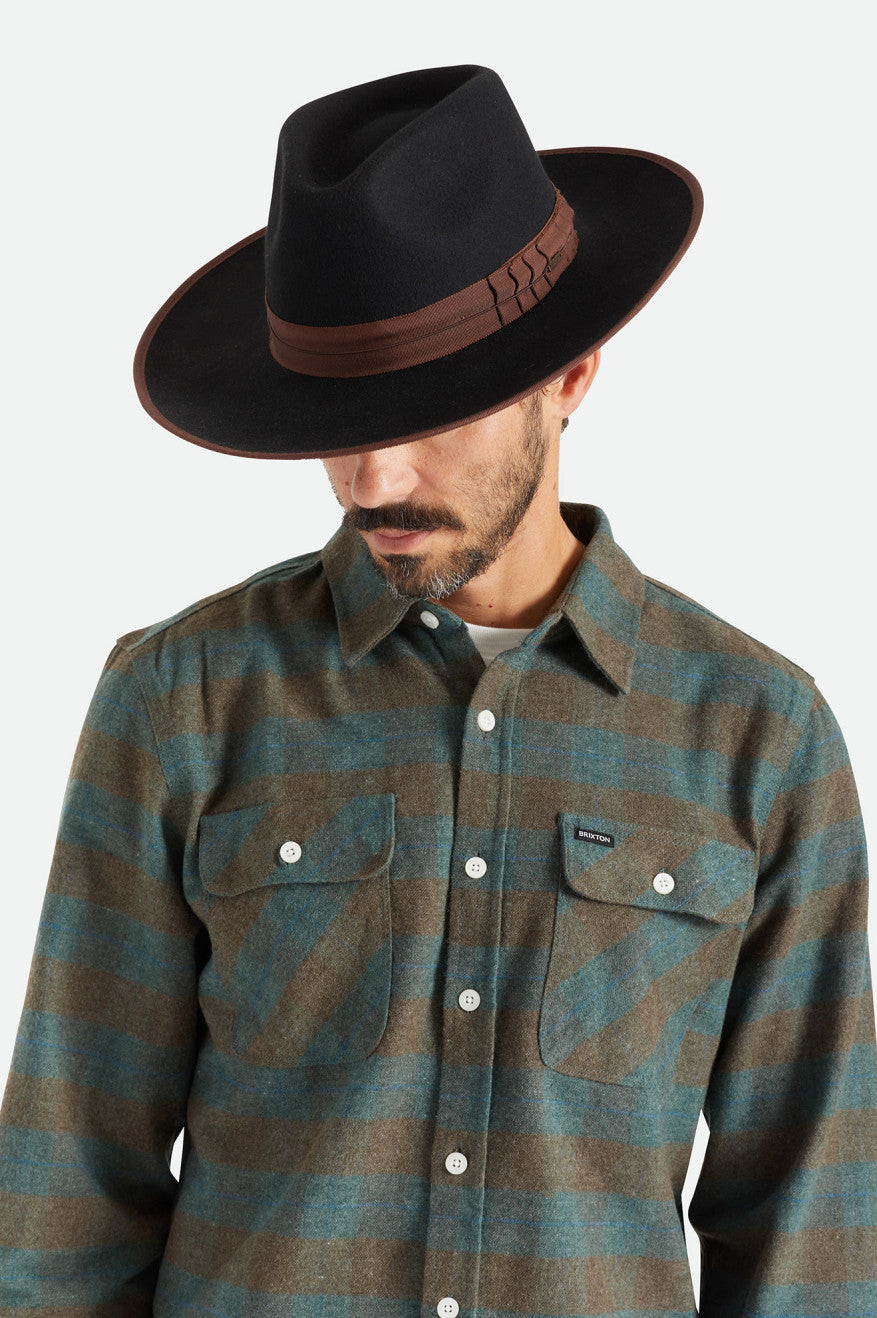 Sombreros De Fieltro Brixton Reno Fedora Mujer Negros Marrom | UBSHGA394