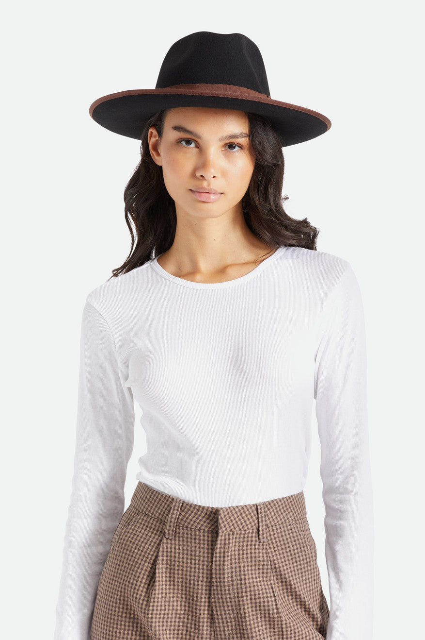 Sombreros De Fieltro Brixton Reno Fedora Mujer Negros Marrom | UBSHGA394