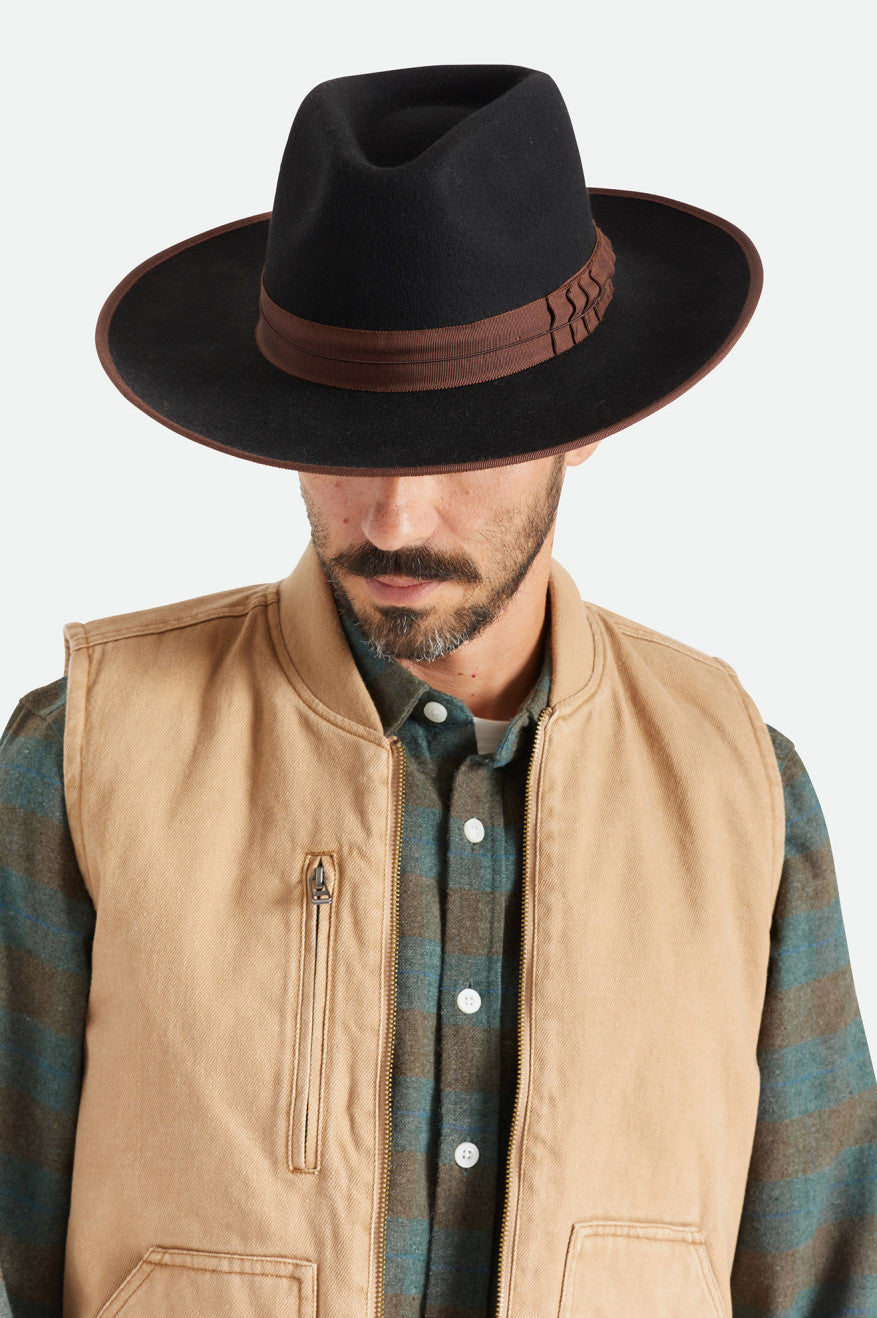 Sombreros De Fieltro Brixton Reno Fedora Mujer Negros Marrom | UBSHGA394