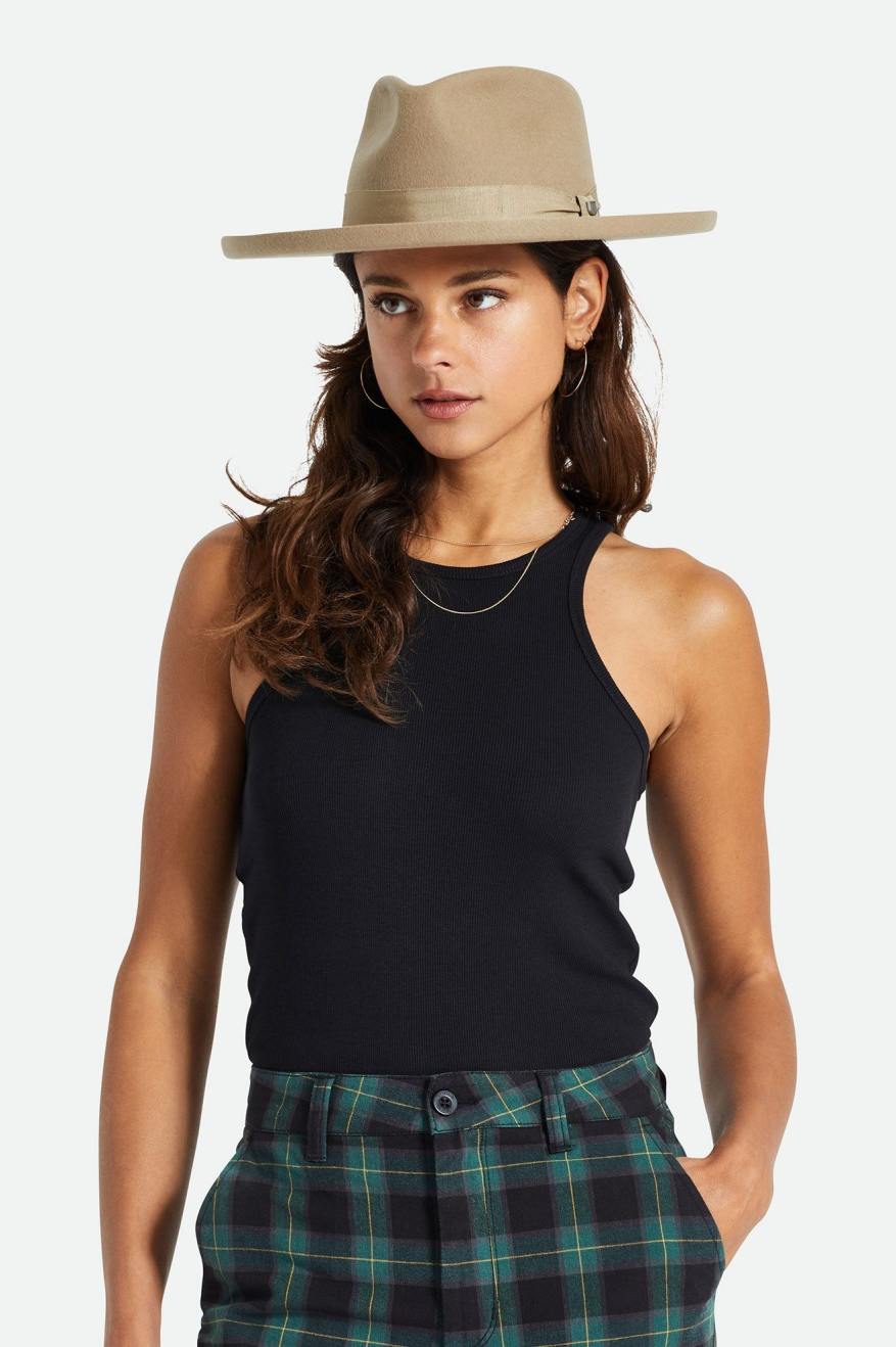 Sombreros De Fieltro Brixton Victoria Felt Fedora Mujer Marrom | VUWIMG961