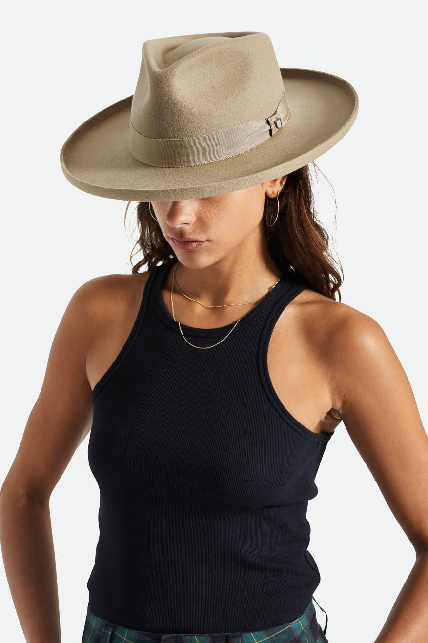 Sombreros De Fieltro Brixton Victoria Felt Fedora Mujer Marrom | VUWIMG961