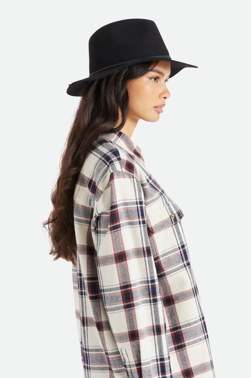 Sombreros De Fieltro Brixton Wesley Fedora Mujer Negros | TQBPRF351