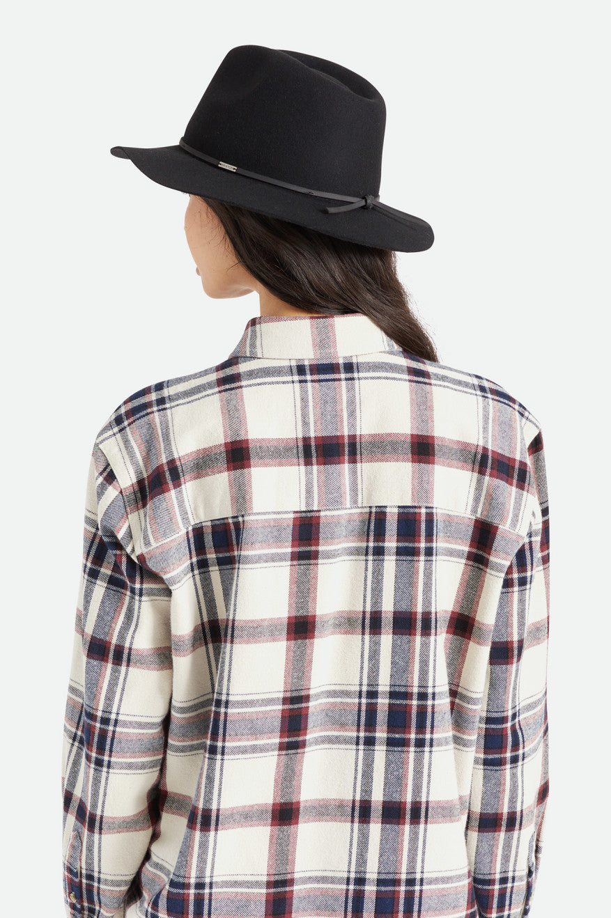 Sombreros De Fieltro Brixton Wesley Fedora Mujer Negros | TQBPRF351