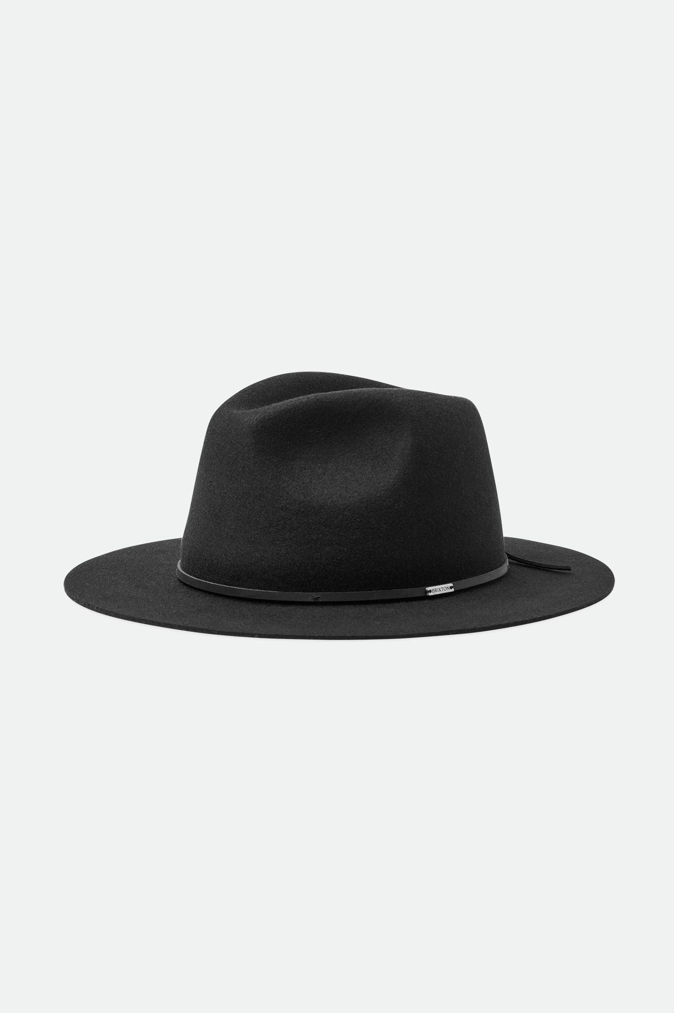 Sombreros De Fieltro Brixton Wesley Fedora Mujer Negros | TQBPRF351