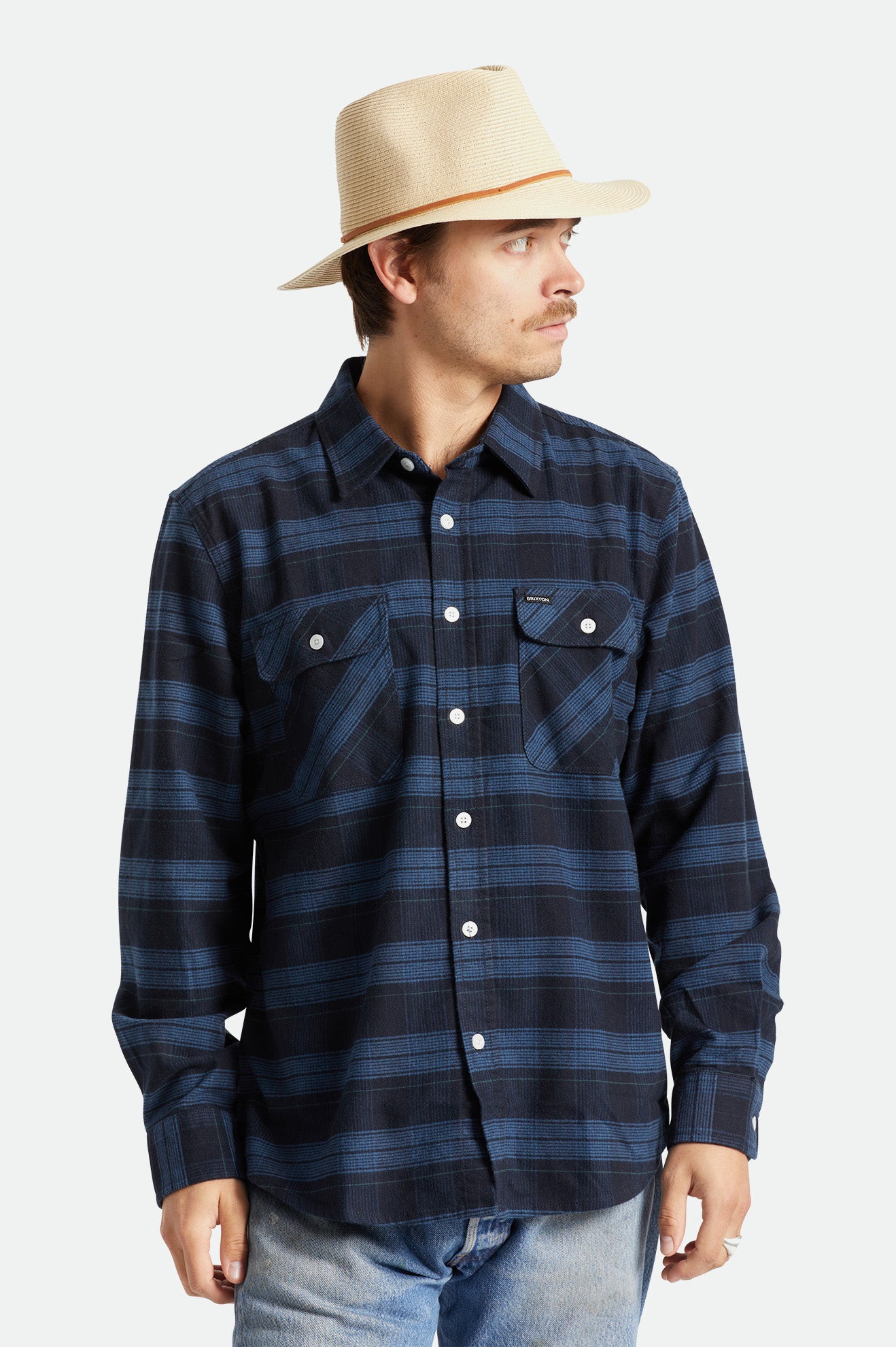 Sombreros De Fieltro Brixton Wesley Straw Packable Hombre Marrom | JXPGOY973