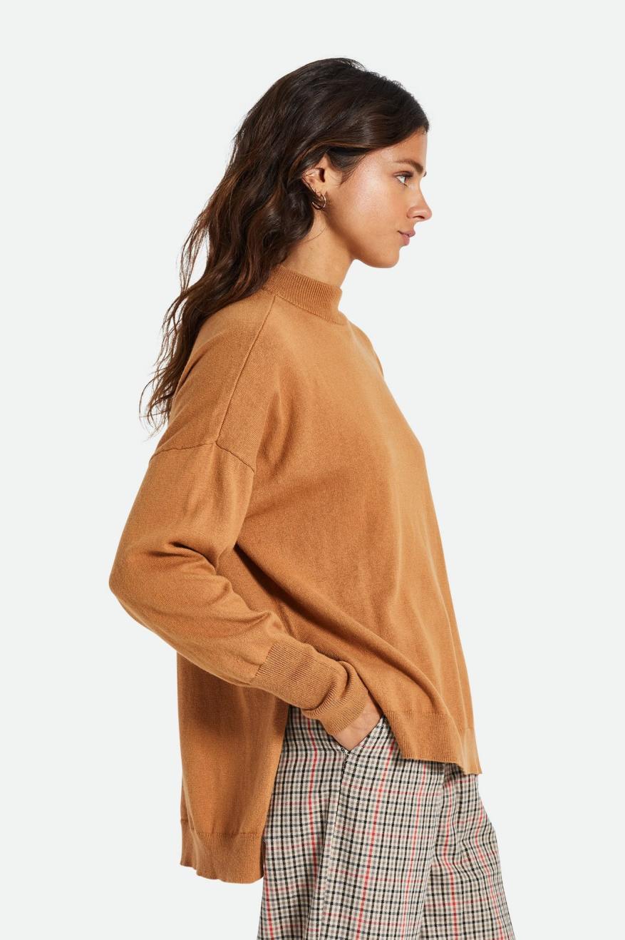 Suéteres Brixton Reserve Oversized Cashmere Mujer Marrom | WKSGPA910