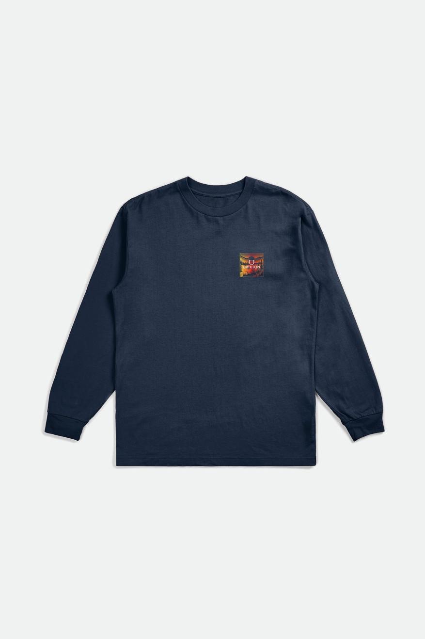 Tops Brixton Alpha Square L/S Standard Hombre Azules | WXSMDU034