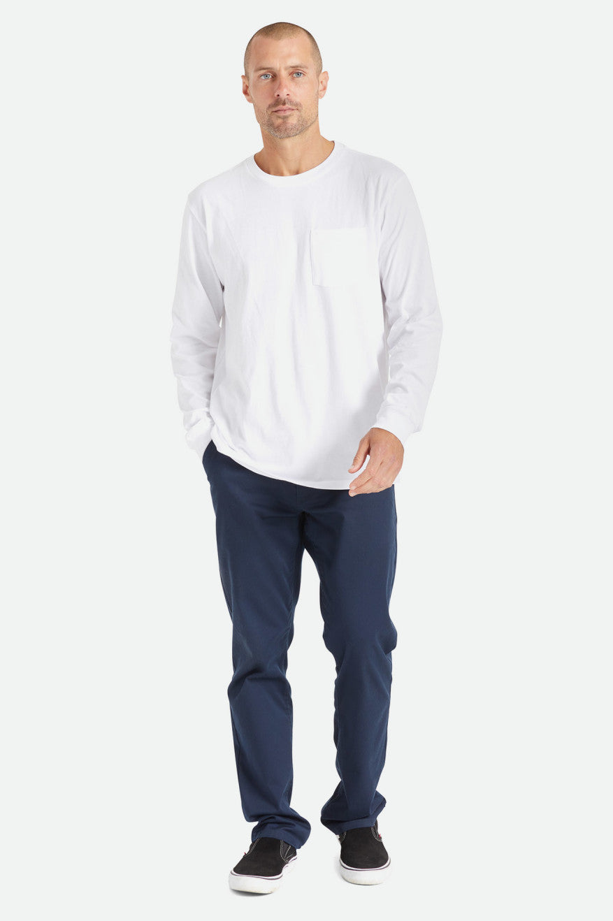 Tops Brixton Basic L/S Pocket Hombre Blancos | HXDNSA194