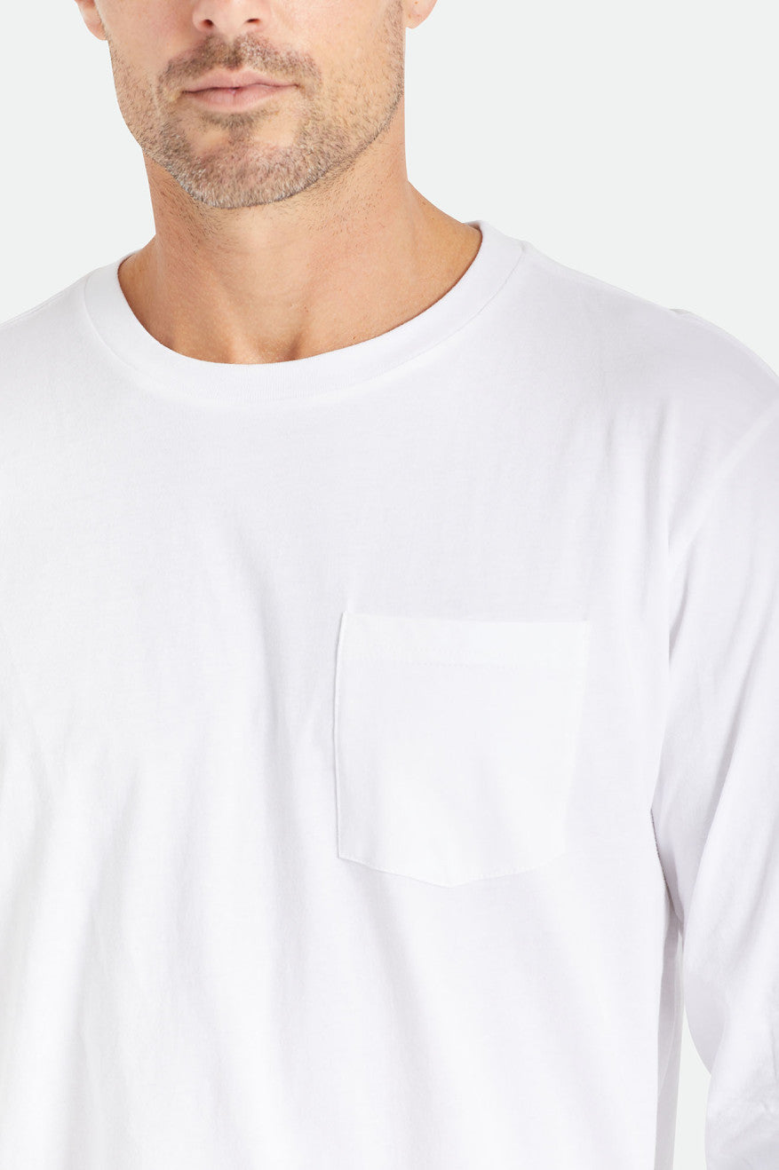 Tops Brixton Basic L/S Pocket Hombre Blancos | HXDNSA194