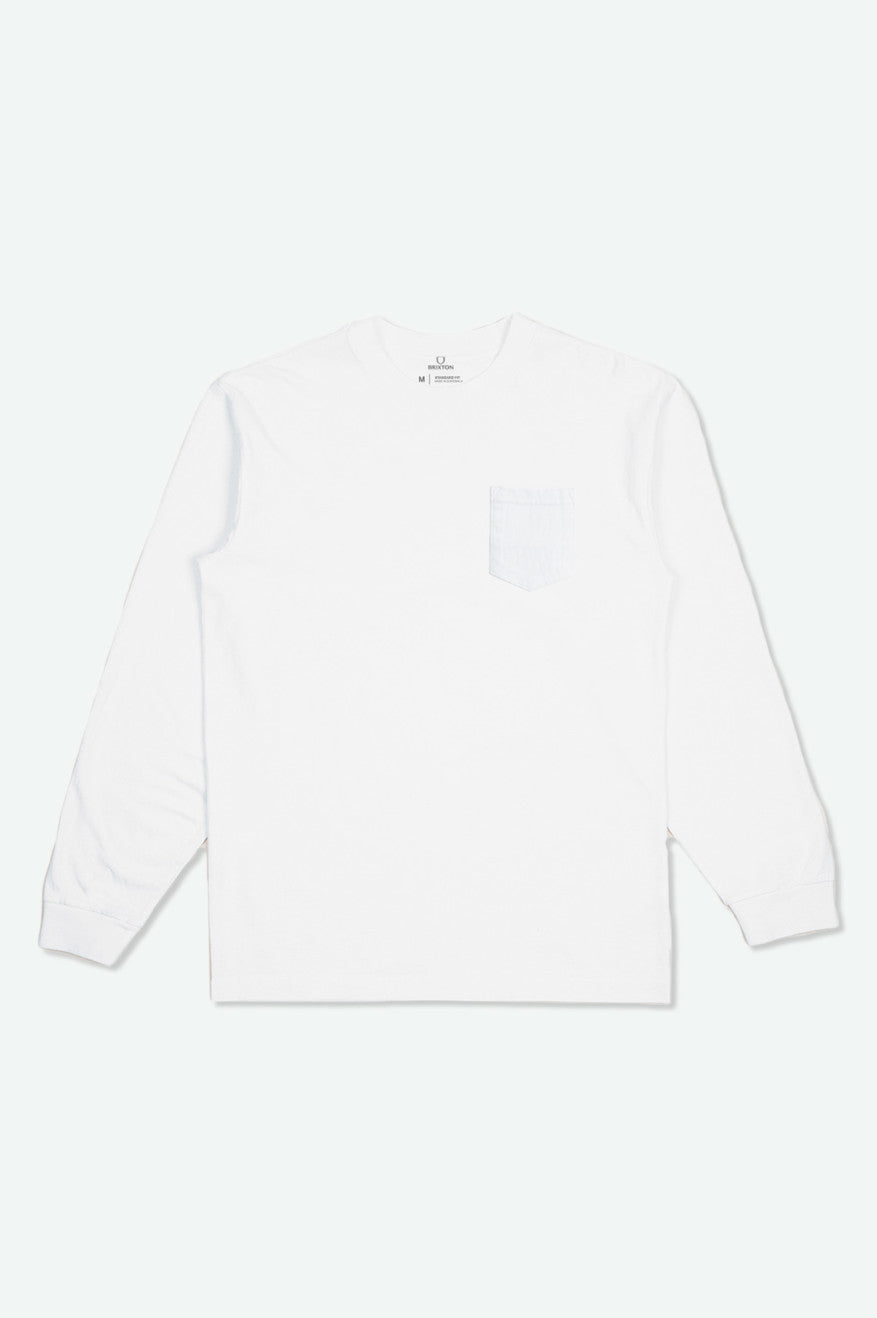 Tops Brixton Basic L/S Pocket Hombre Blancos | HXDNSA194